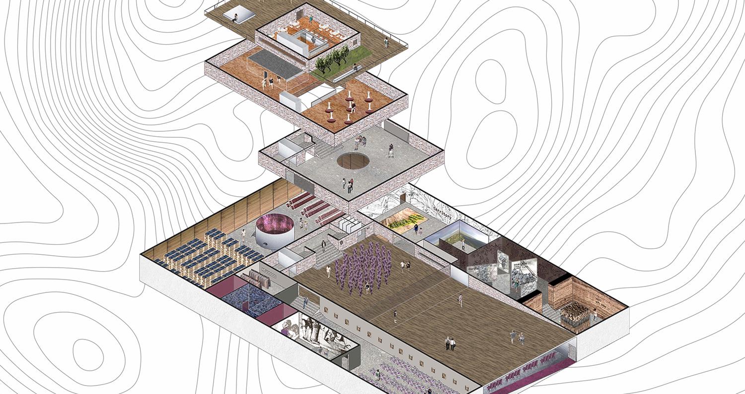 Axonometric views of the interior of the museum