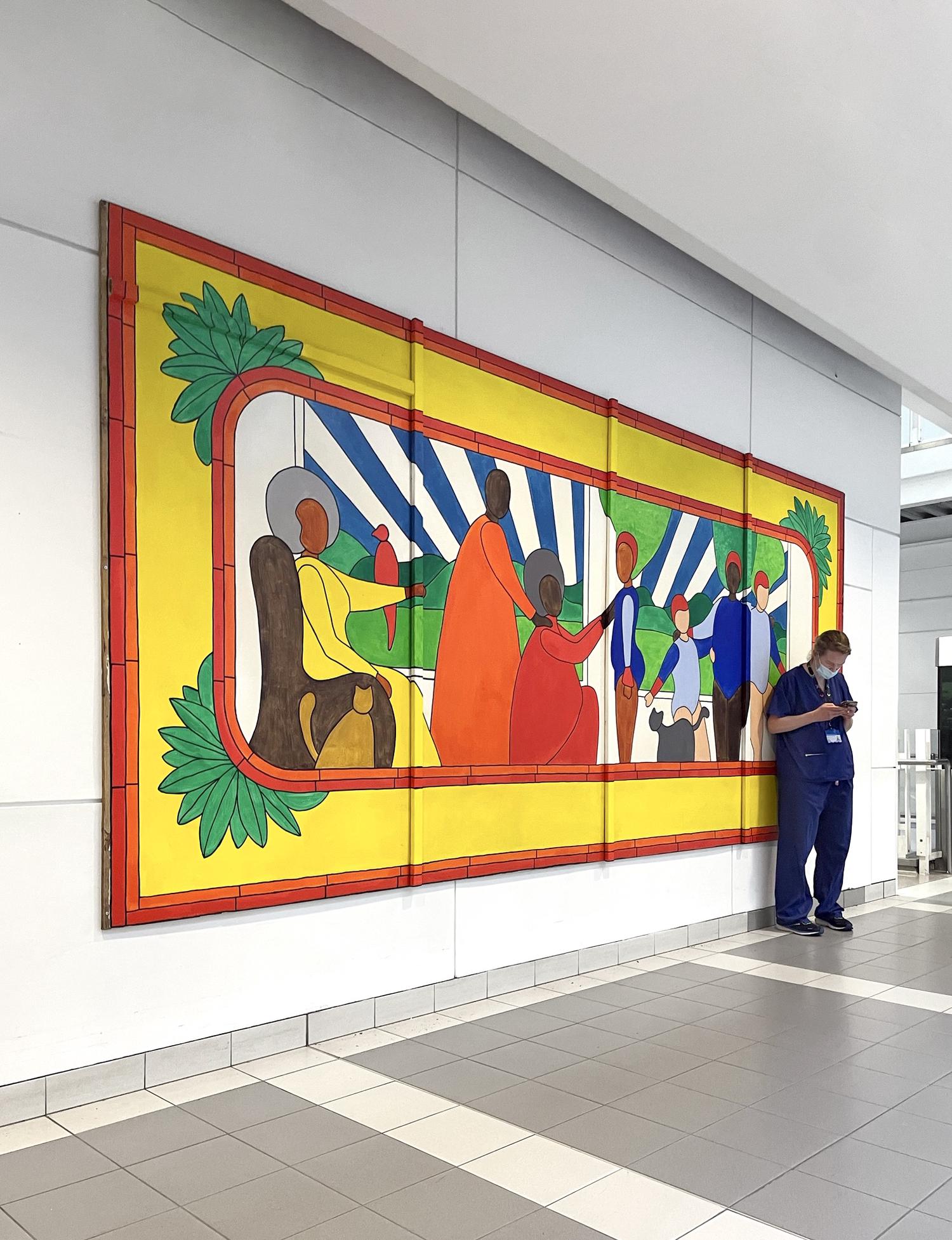 Colourful Mural in Chelsea and Westminster hospital central atrium