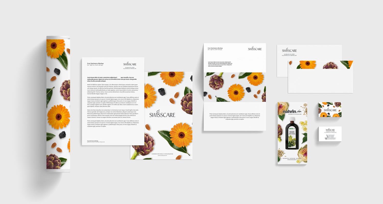 stationery branding with flower graphics